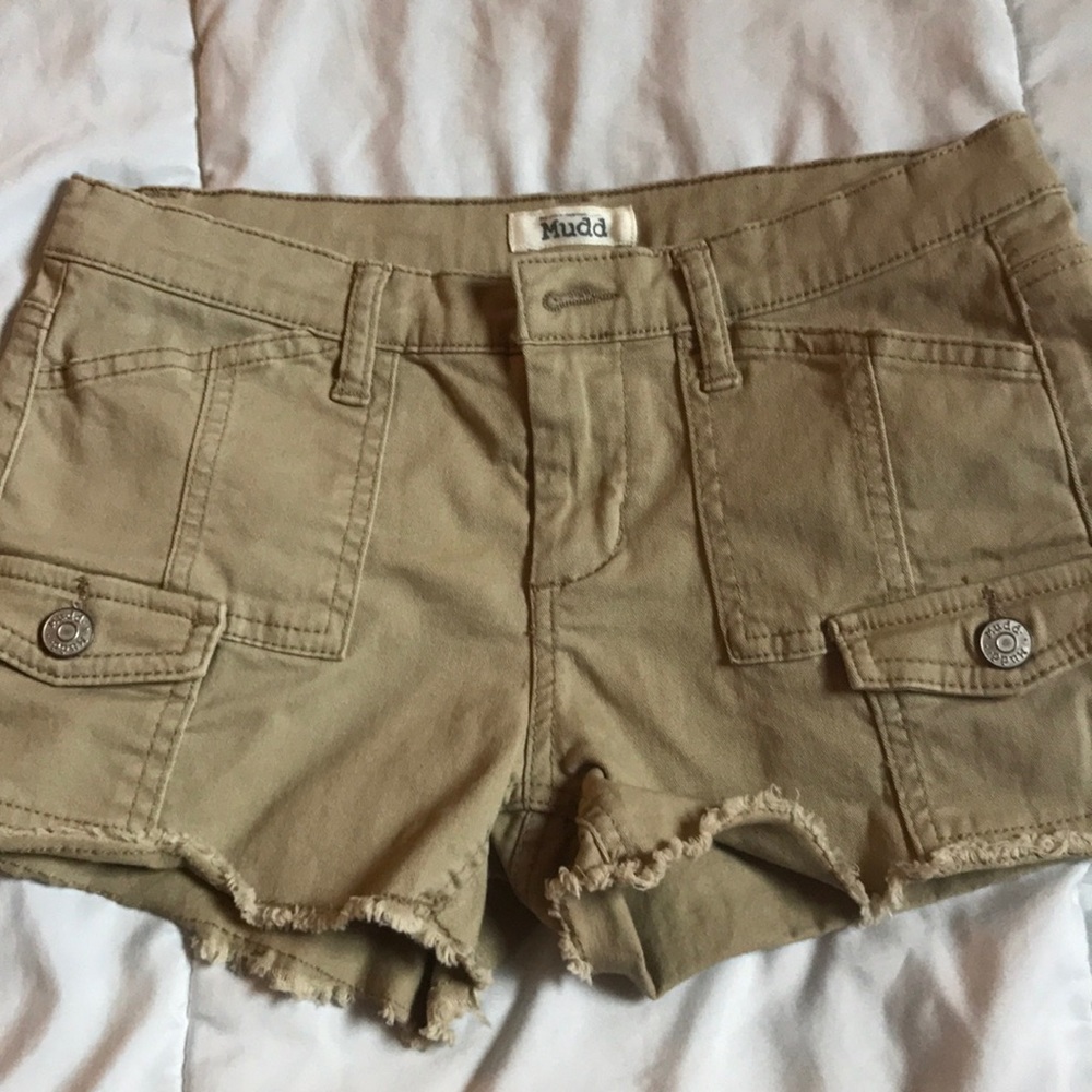 Tan shorts with buttons
